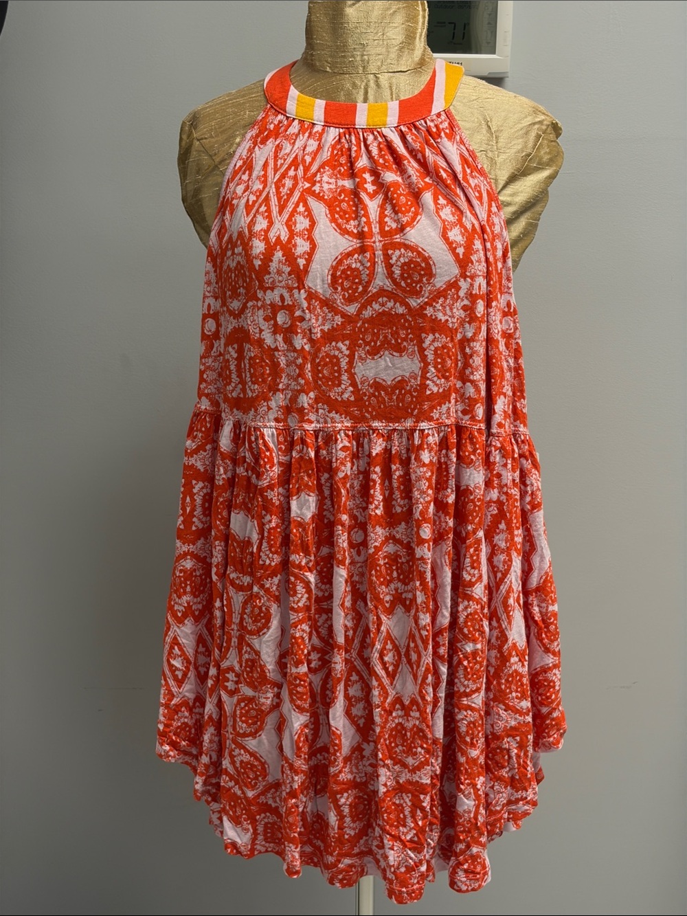 Free People Orange and White Halter top